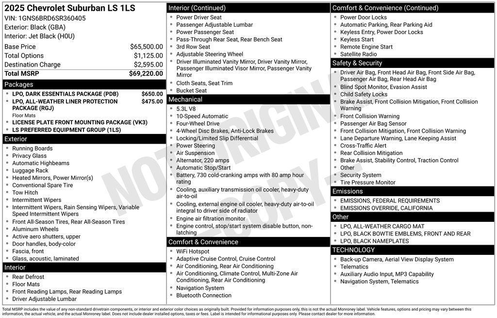 new 2025 Chevrolet Suburban car, priced at $61,367