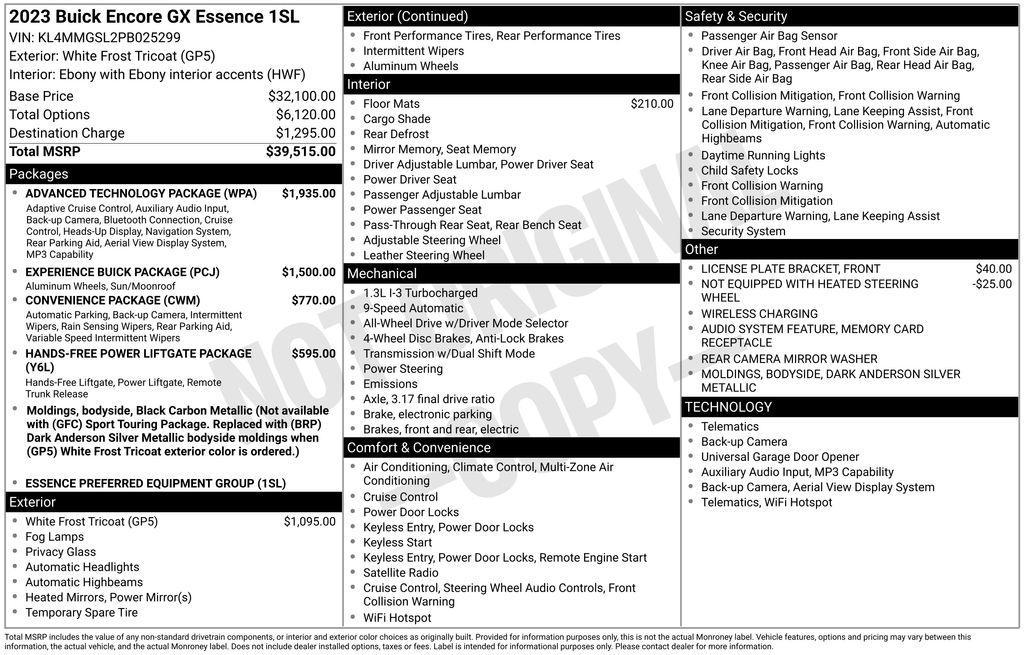 used 2023 Buick Encore GX car, priced at $27,738