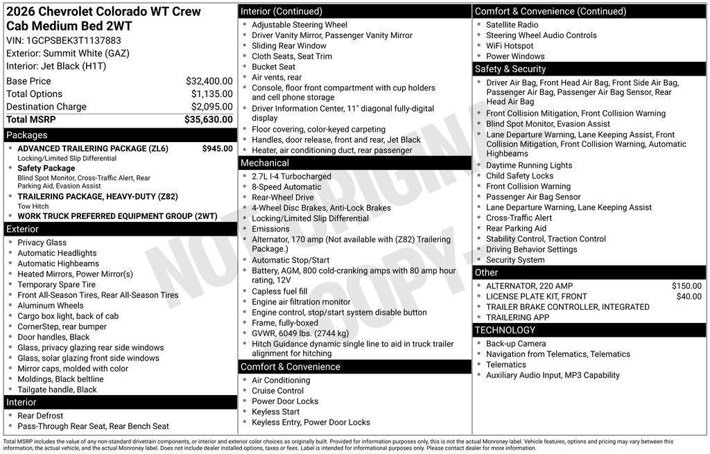 new 2026 Chevrolet Colorado car, priced at $31,031
