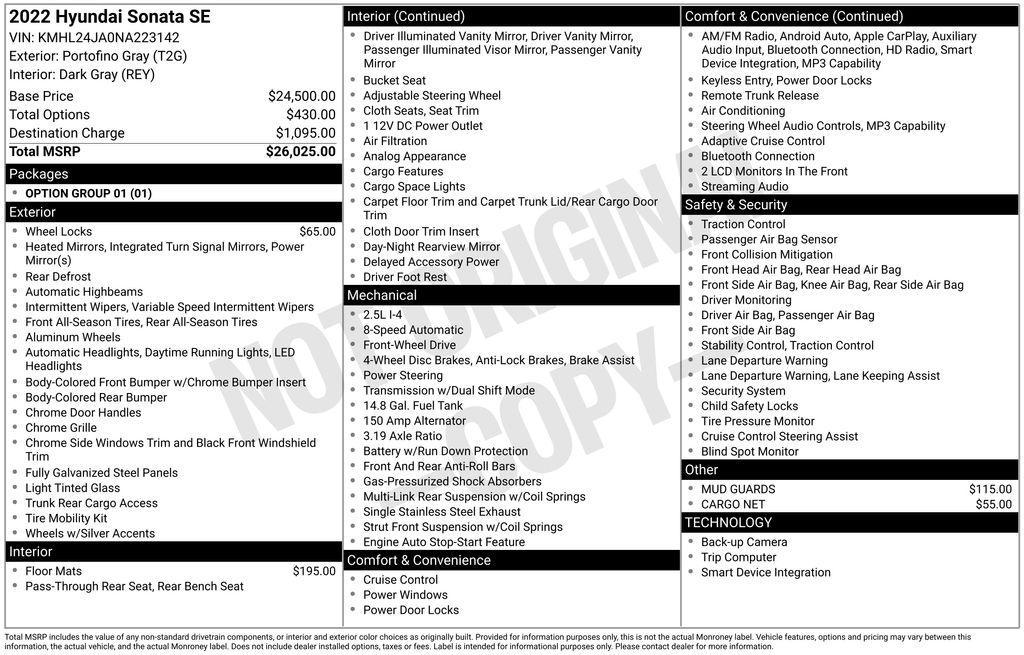 used 2022 Hyundai Sonata car, priced at $17,691