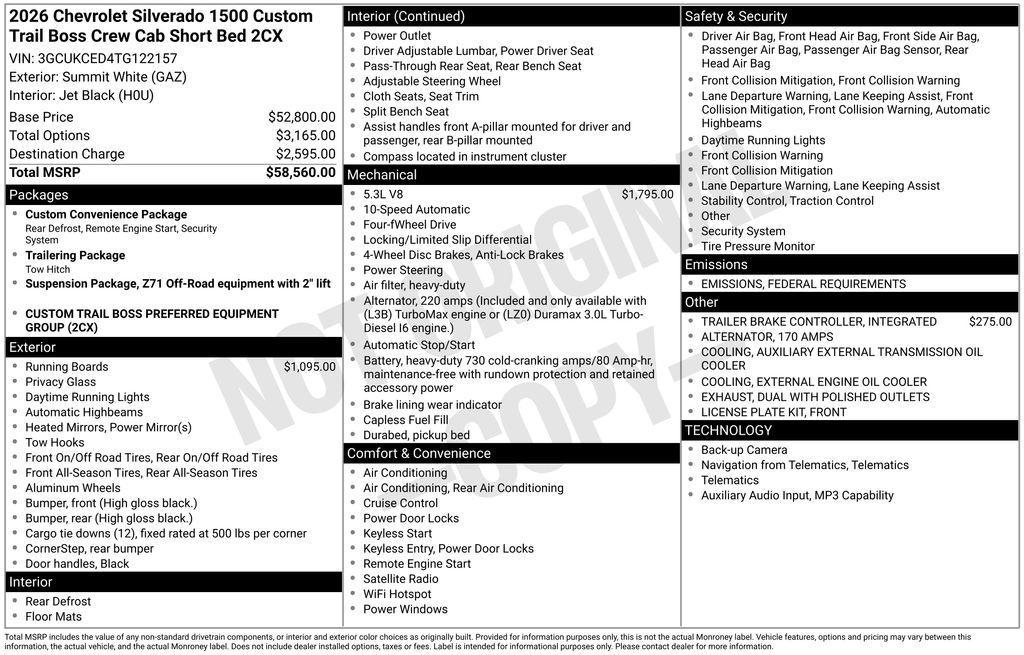 new 2026 Chevrolet Silverado 1500 car, priced at $49,611