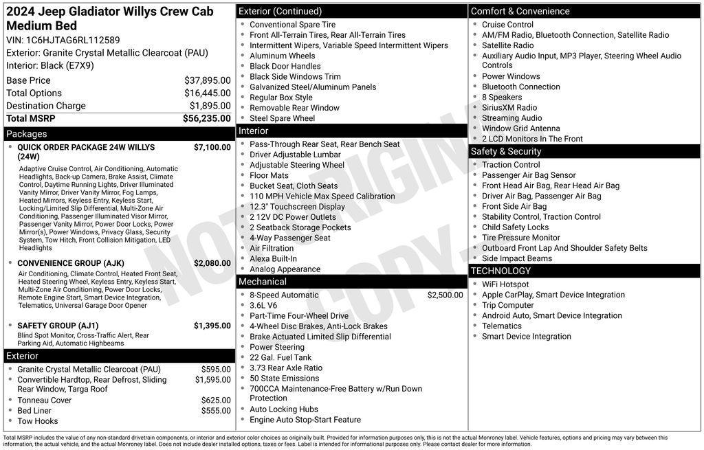 used 2024 Jeep Gladiator car, priced at $33,415