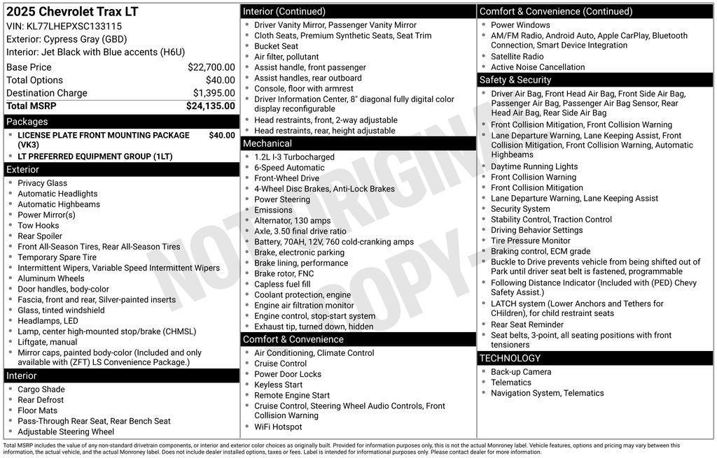 used 2025 Chevrolet Trax car, priced at $23,762