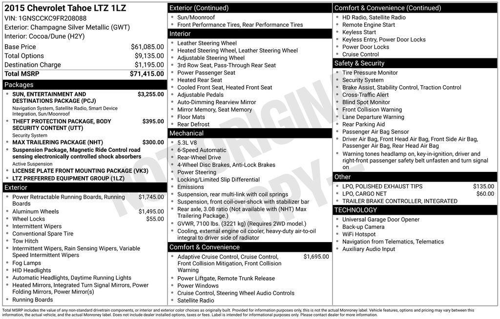 used 2015 Chevrolet Tahoe car, priced at $19,494