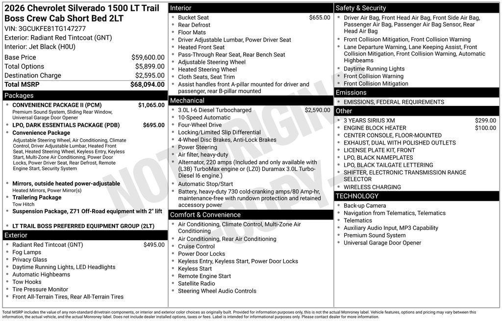 new 2026 Chevrolet Silverado 1500 car, priced at $62,417