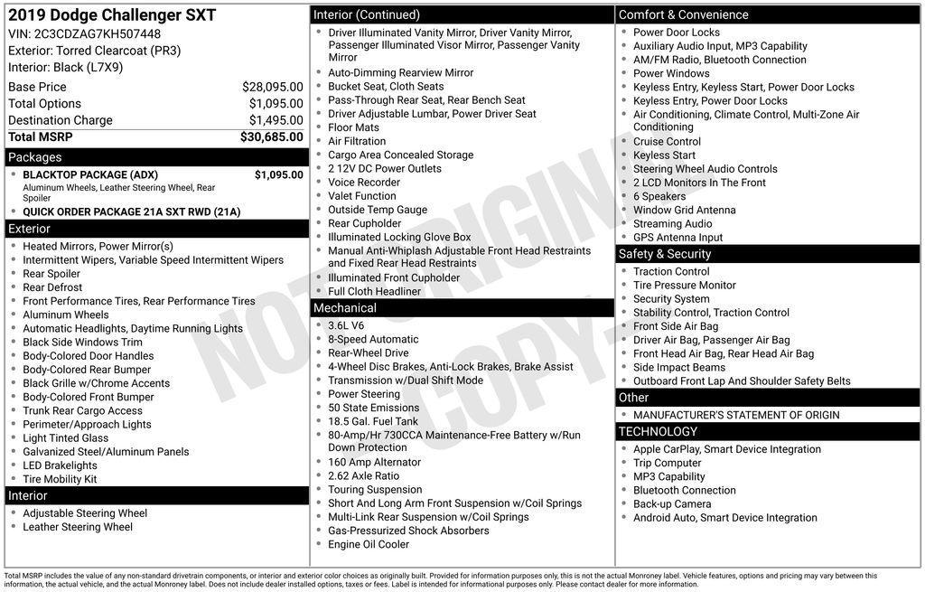 used 2019 Dodge Challenger car, priced at $15,363