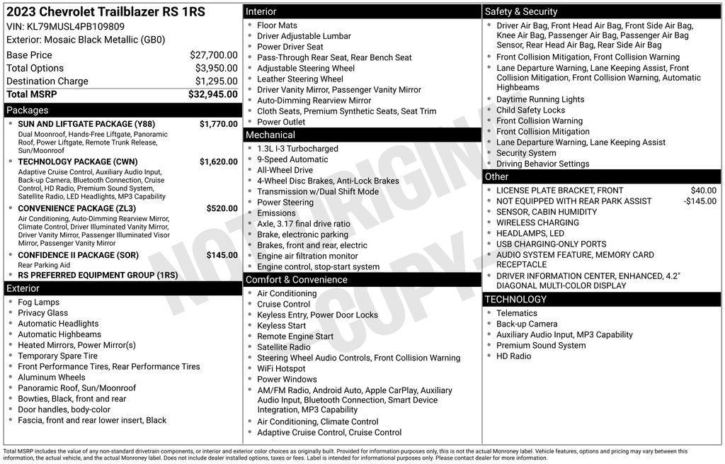 used 2023 Chevrolet TrailBlazer car, priced at $26,291