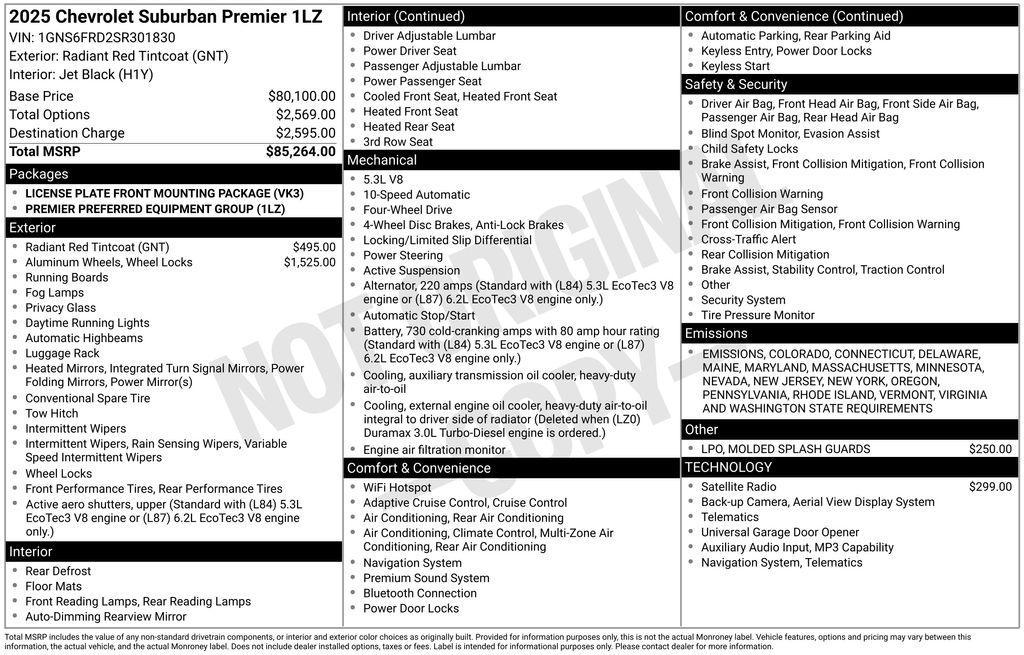 new 2025 Chevrolet Suburban car, priced at $74,084