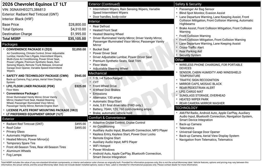 new 2026 Chevrolet Equinox car, priced at $32,999