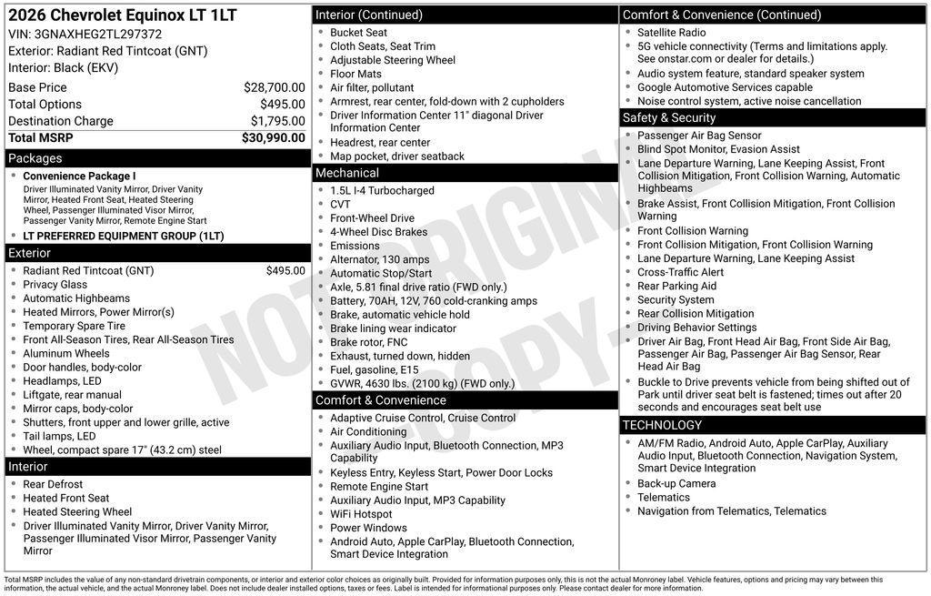 new 2026 Chevrolet Equinox car, priced at $29,131