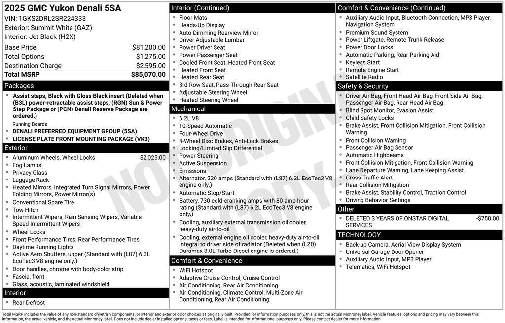 used 2025 GMC Yukon car, priced at $74,519