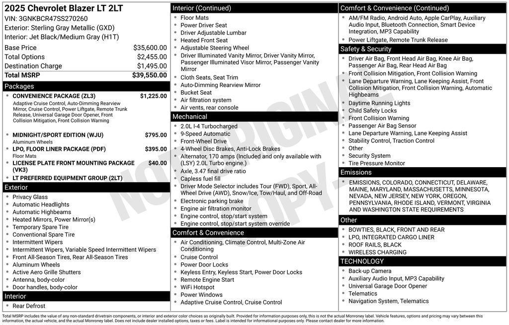 new 2025 Chevrolet Blazer car, priced at $34,030