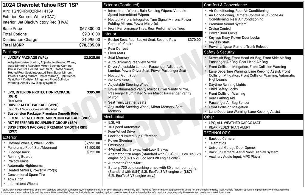 used 2024 Chevrolet Tahoe car, priced at $69,051