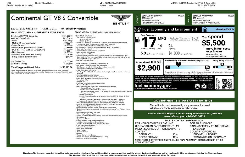 used 2016 Bentley Continental GT car, priced at $89,900