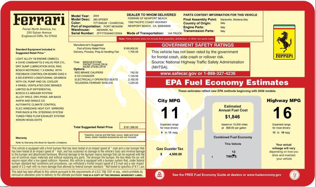 used 2004 Ferrari 360 Modena car, priced at $165,900