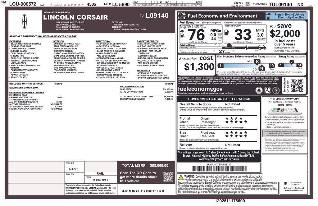 new 2026 Lincoln Corsair car, priced at $51,463