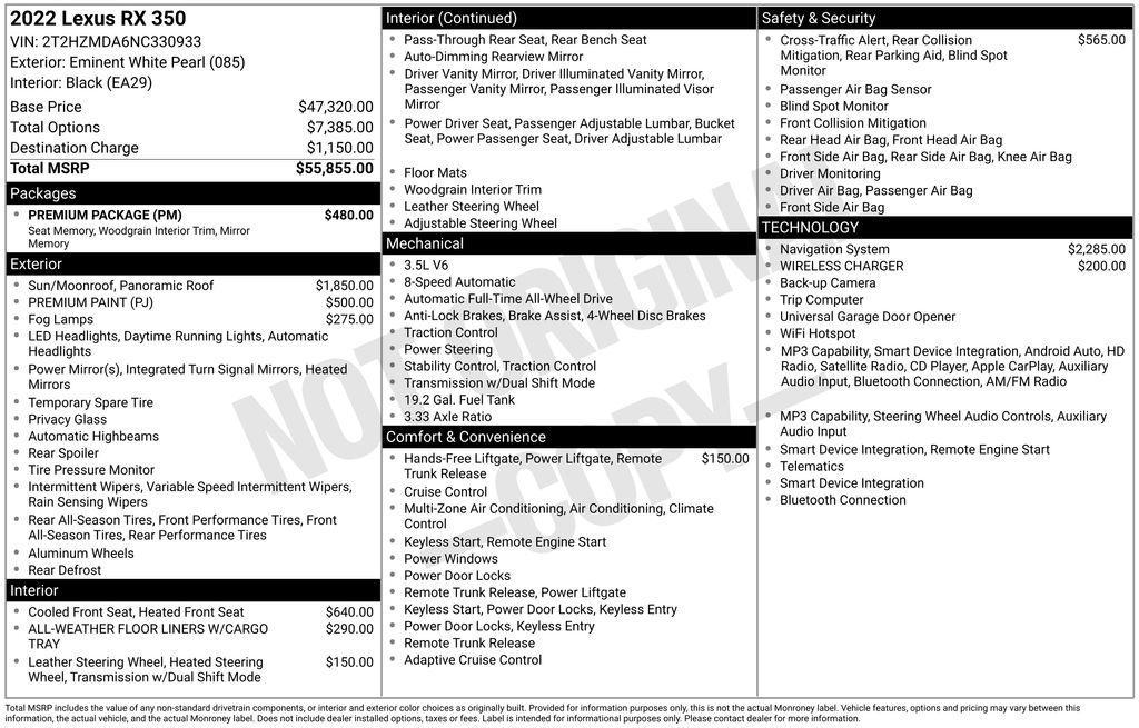 used 2022 Lexus RX 350 car, priced at $42,400