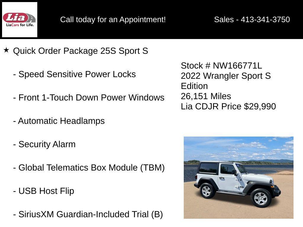 used 2022 Jeep Wrangler car, priced at $29,990