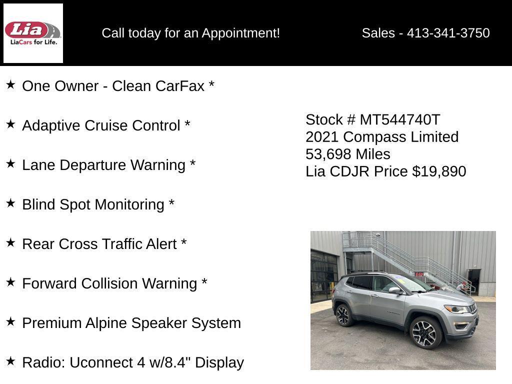 used 2021 Jeep Compass car, priced at $19,489