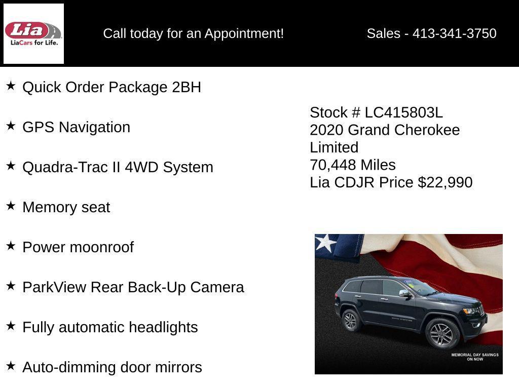 used 2020 Jeep Grand Cherokee car, priced at $22,990