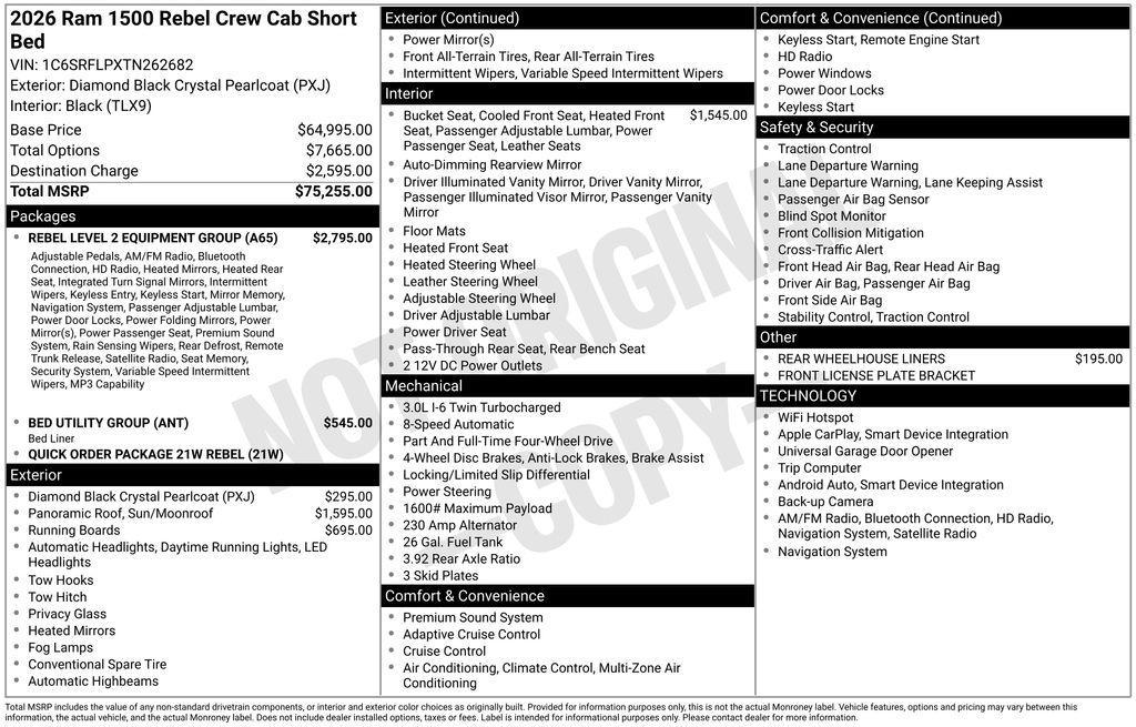 new 2026 Ram 1500 car, priced at $69,255