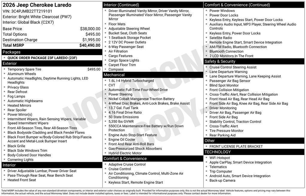 new 2026 Jeep Cherokee car, priced at $39,490