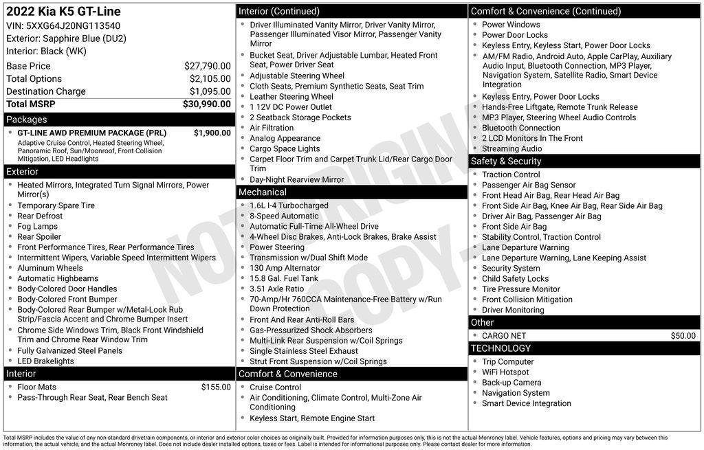 used 2022 Kia K5 car, priced at $23,752