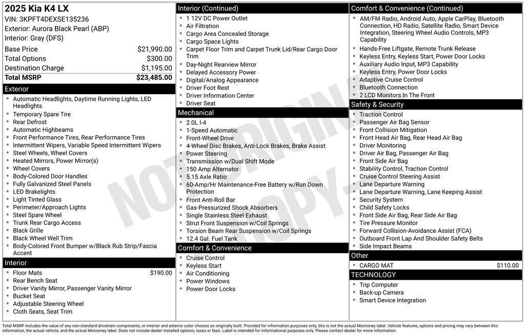 used 2025 Kia K4 car, priced at $19,500