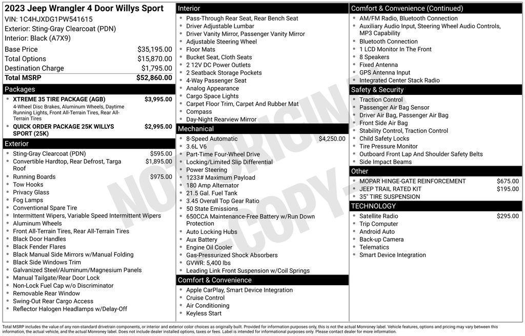 used 2023 Jeep Wrangler car, priced at $36,490