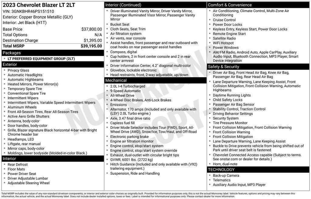 used 2023 Chevrolet Blazer car, priced at $26,750