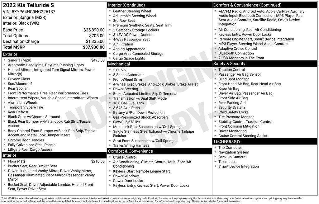 used 2022 Kia Telluride car, priced at $27,500