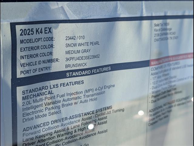 new 2025 Kia K4 car, priced at $24,550