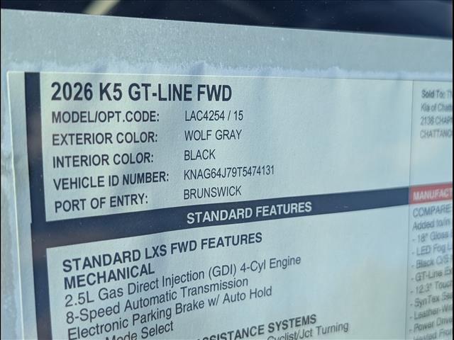 new 2026 Kia K5 car, priced at $31,205