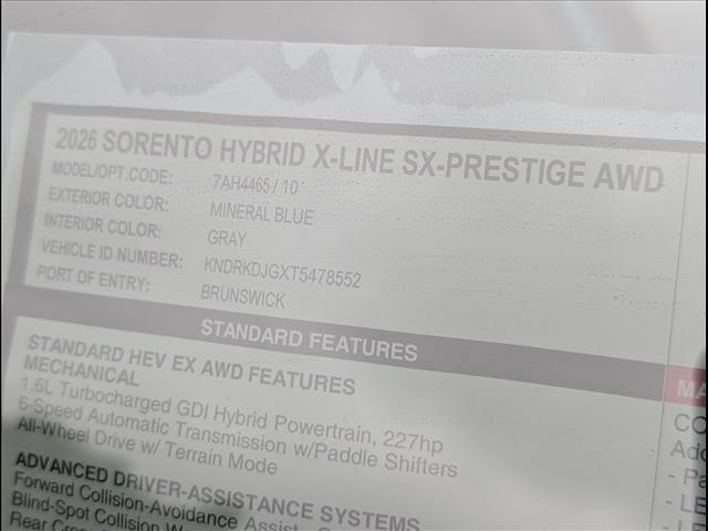 new 2026 Kia Sorento Hybrid car, priced at $47,020