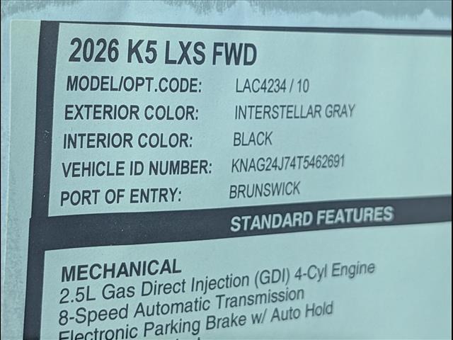 new 2026 Kia K5 car, priced at $27,735