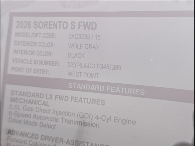 new 2026 Kia Sorento car, priced at $36,810