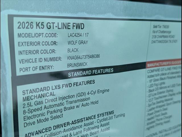 new 2026 Kia K5 car, priced at $30,601