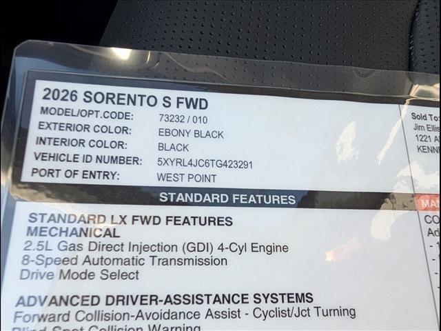 new 2026 Kia Sorento car, priced at $35,420