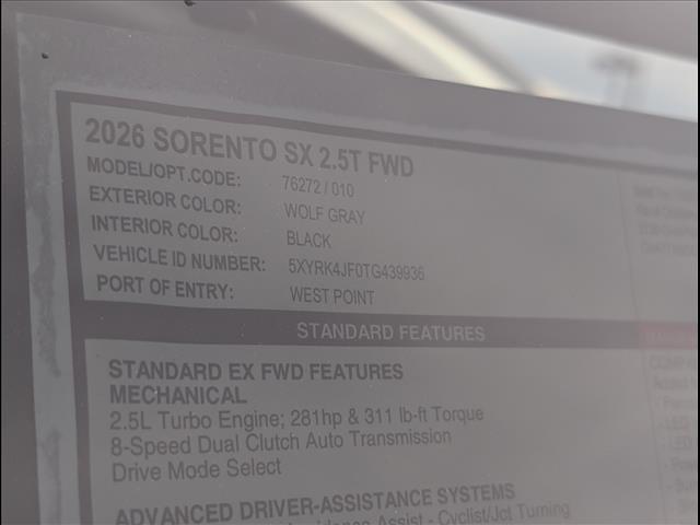 new 2026 Kia Sorento car, priced at $42,160