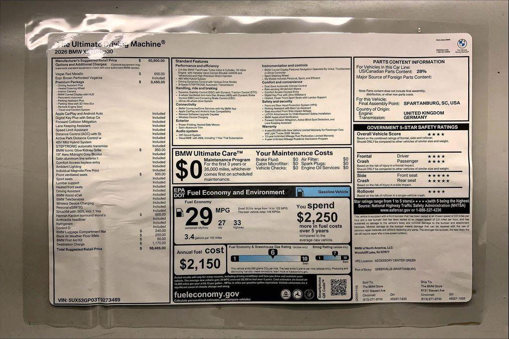 new 2026 BMW X3 car, priced at $58,465