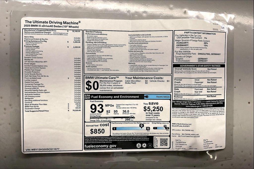 new 2025 BMW i5 car, priced at $62,990