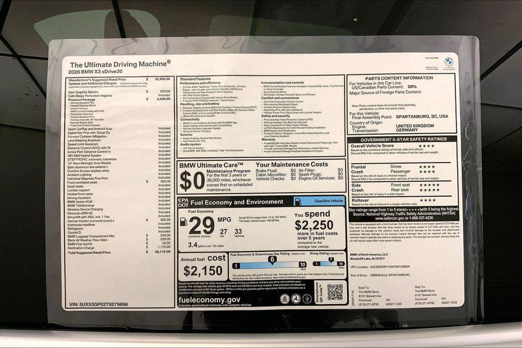 new 2026 BMW X3 car, priced at $58,115