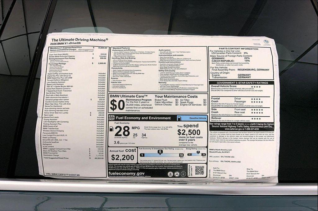 new 2026 BMW X1 car, priced at $49,305