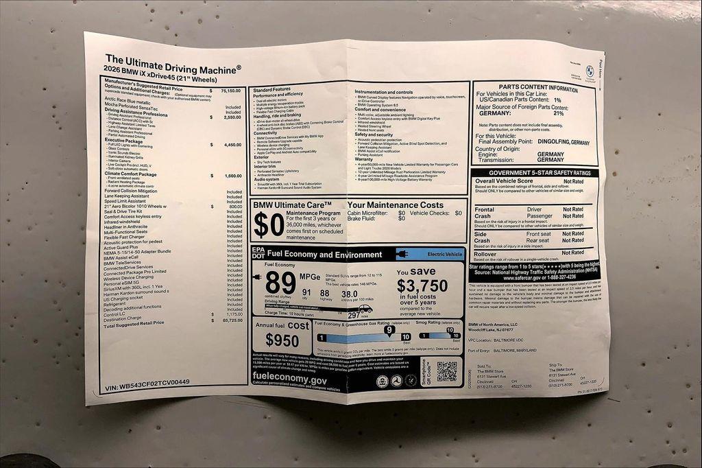 new 2026 BMW iX car, priced at $81,490