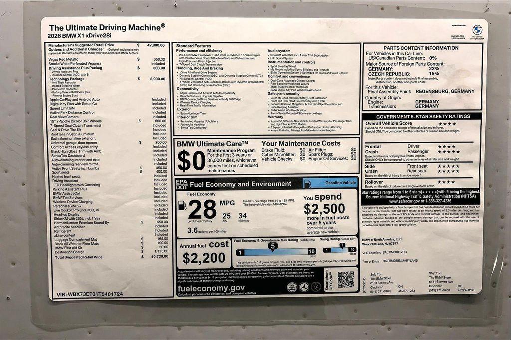 new 2026 BMW X1 car, priced at $50,730