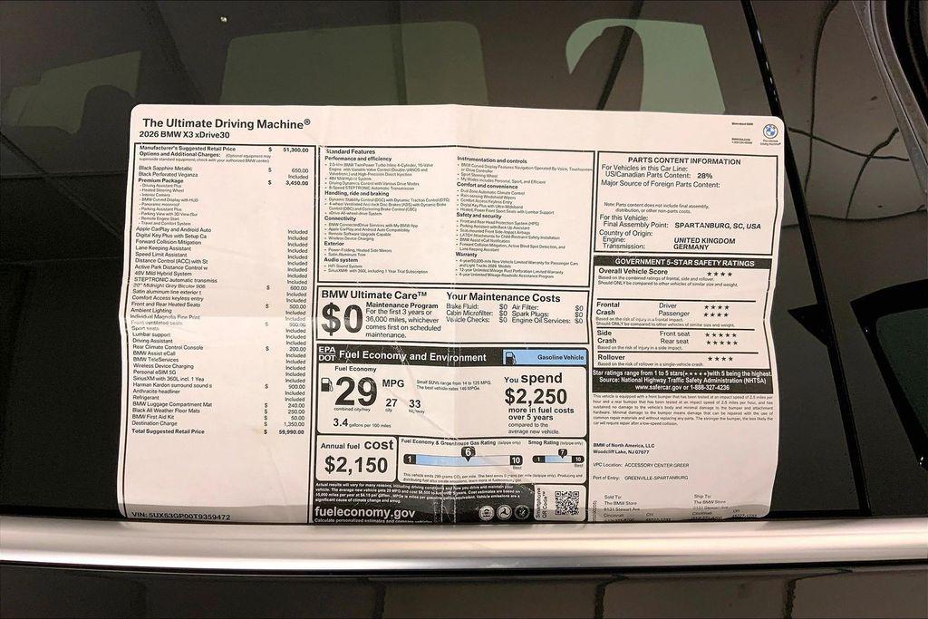new 2026 BMW X3 car, priced at $60,388