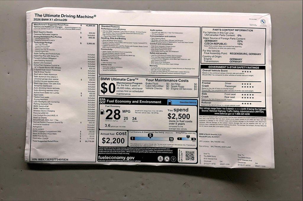 new 2026 BMW X1 car, priced at $50,770