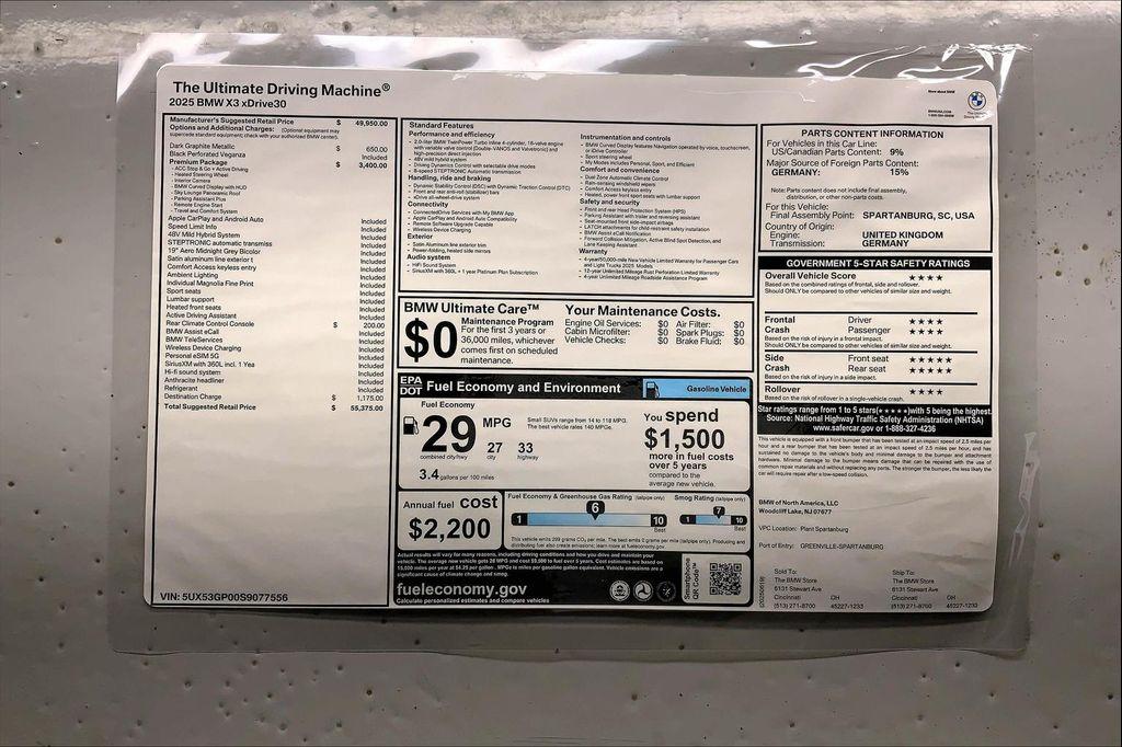 new 2025 BMW X3 car, priced at $52,490