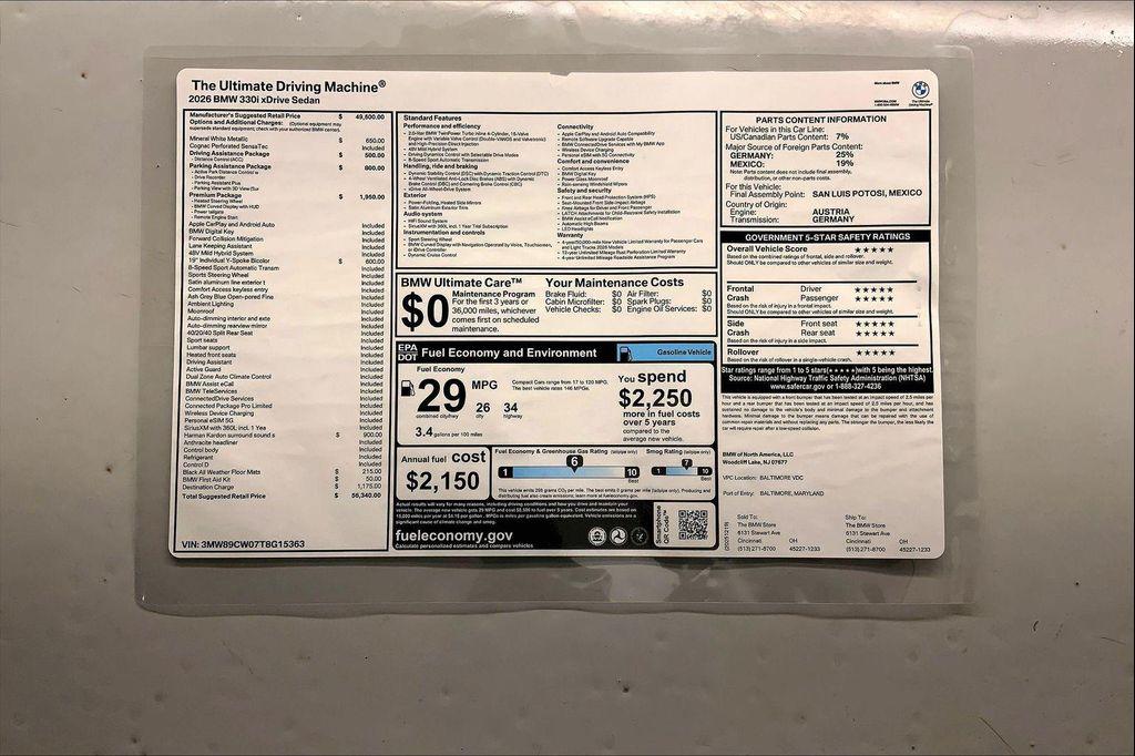 new 2026 BMW 330 car, priced at $56,340