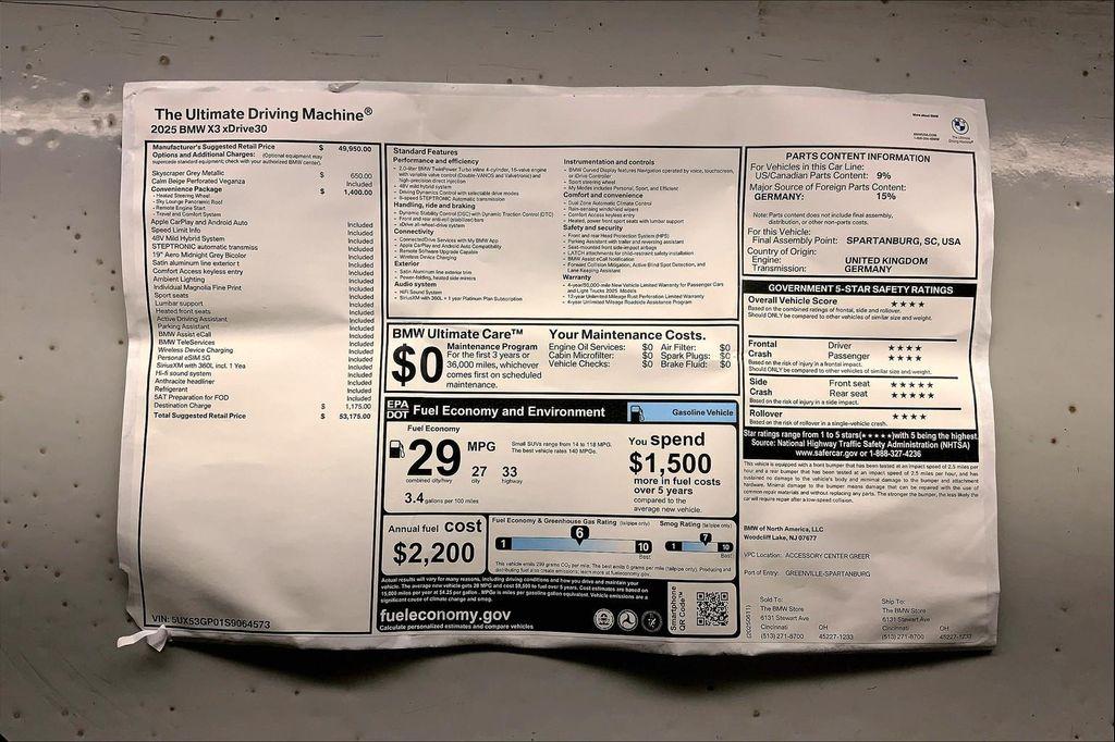 new 2025 BMW X3 car, priced at $50,990